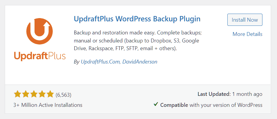 Updraftplus Plugin For WordPress Backup