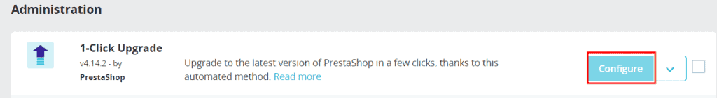 1 Click Upgrade Prestashop Configure