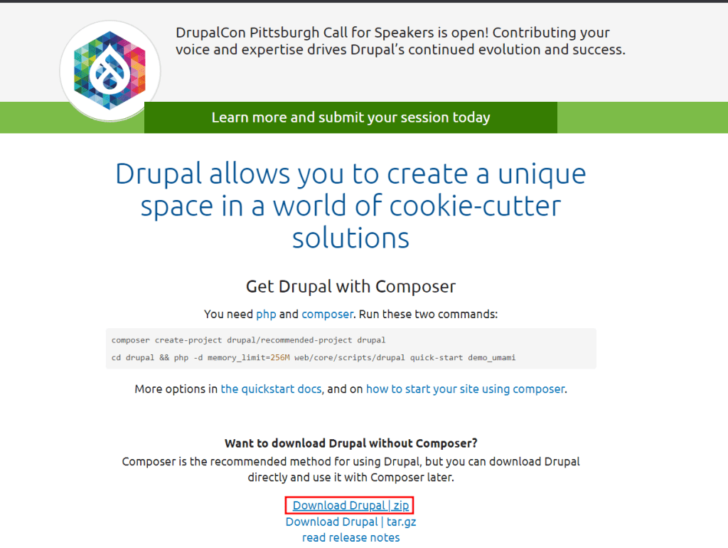 Download Drupal From Official Website