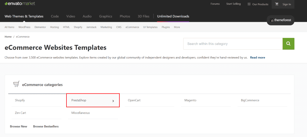 Themeforest Ecommerce Category Templates