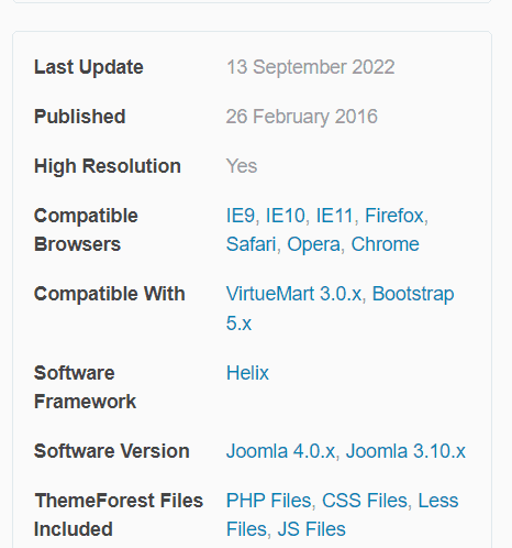 Themeforest Joomla Template Details