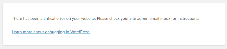 There Has Been A Critical Error On Your Website