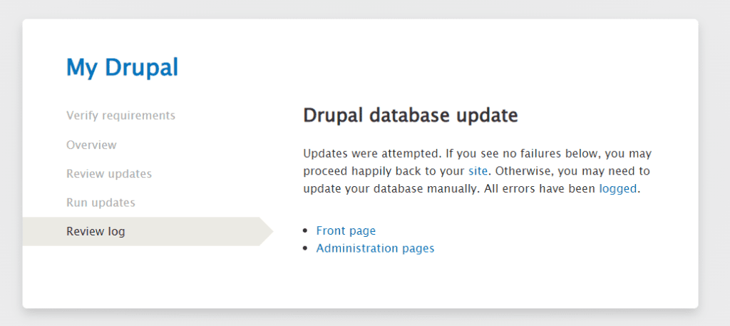 Upgrade Drupal Update Drupal Database Wizard