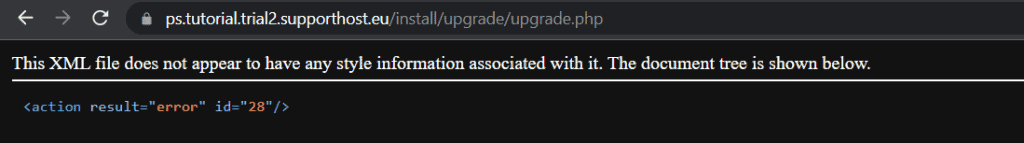 Upgrade Prestashop Error Id 28