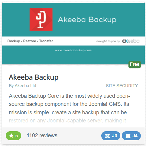 Joomla Extensions Akeeba Backup