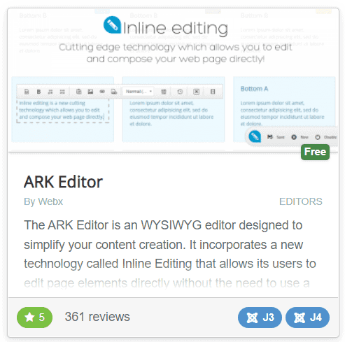 Joomla Extensions Ark Editor