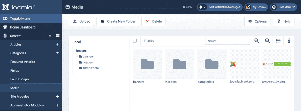 Joomla Media Library Settings