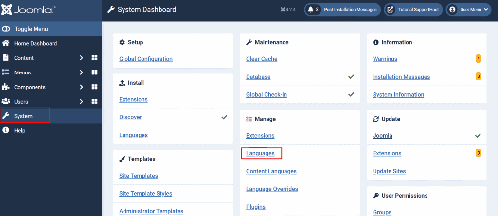 Joomla Tutorial Edit Languages Settings