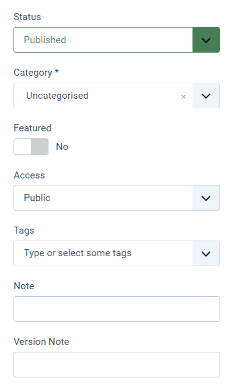 Joomla Tutorial Publish Settings