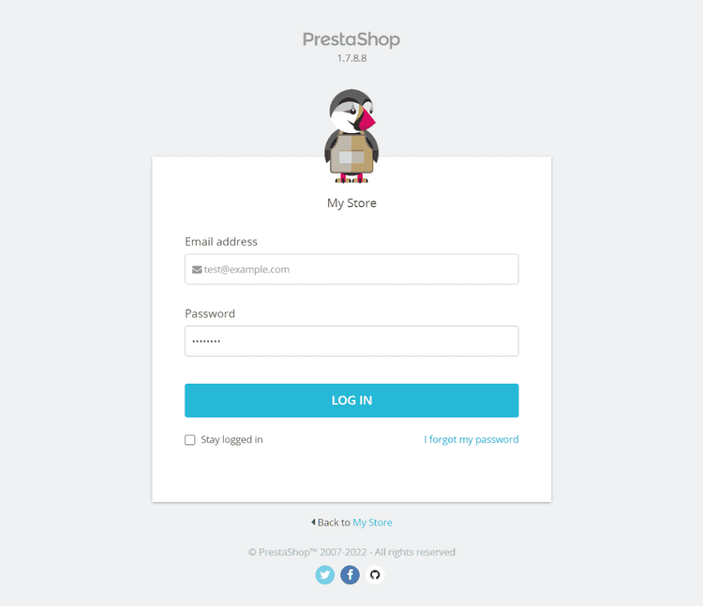 Prestashop Back Office Login Page