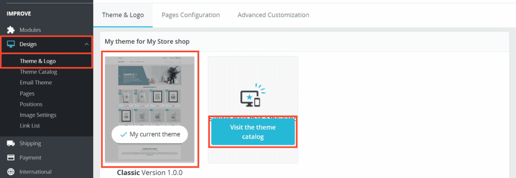 Prestashop Current Theme Settings