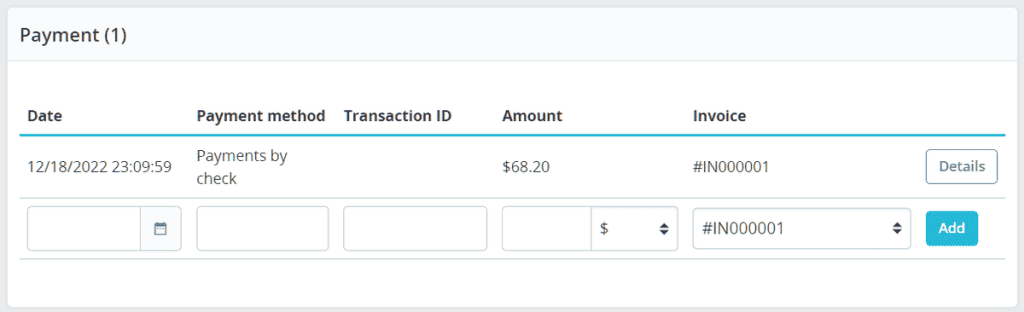 Prestashop Order Payment Tab