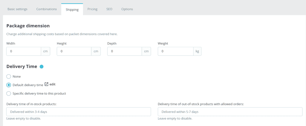 Prestashop Product Shipping Tab