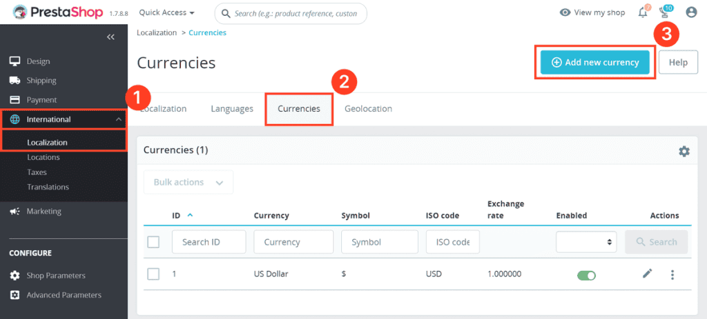 Prestashop Tutorial Add New Currency