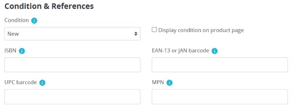 Product Page Condition And Reference Settings