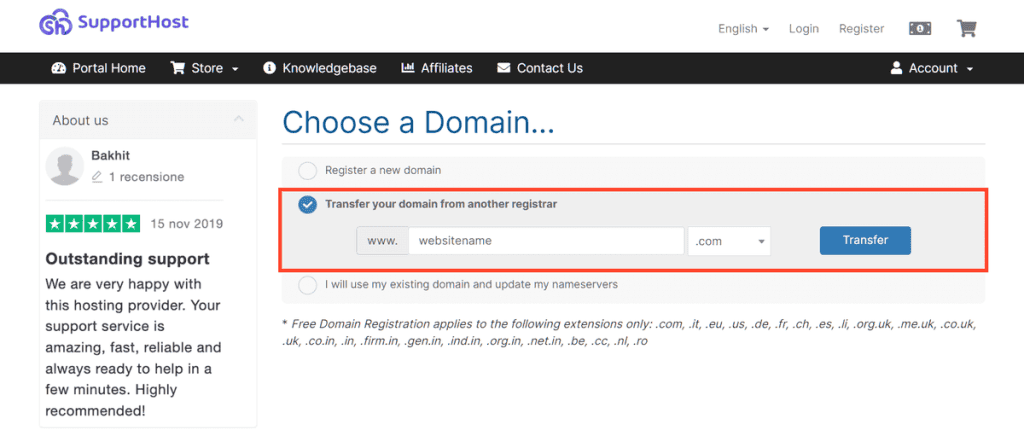 Supporthost Website Migration Check Domain Availability