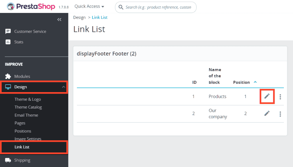 Tutorial Prestashop Edit Footer Block