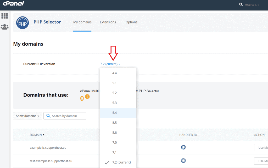 Cpanel Php Selector Show Current Php Version
