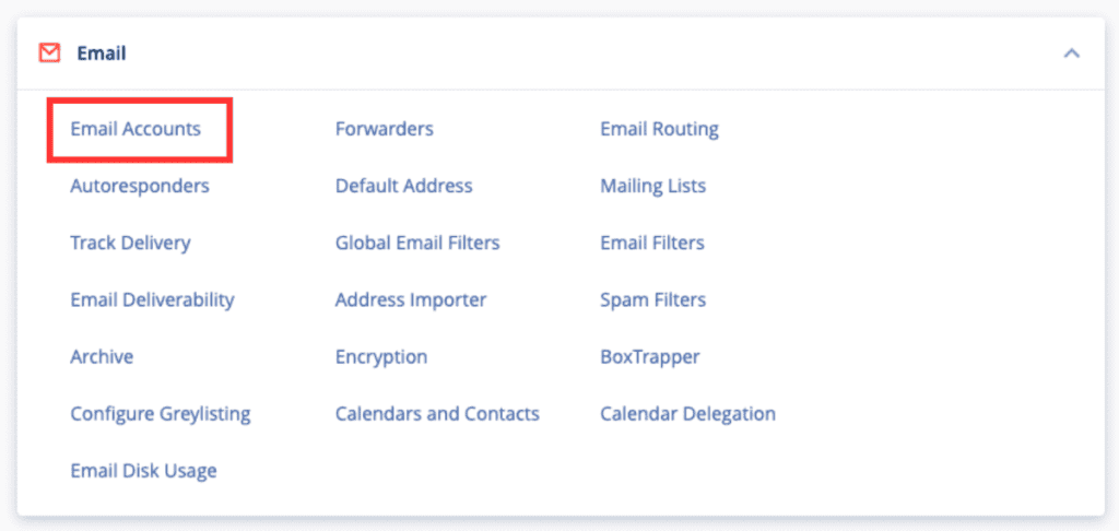 Cpanel Select Email Account Settings