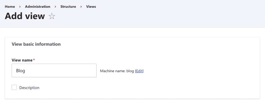 Drupal Add View Basic Settings