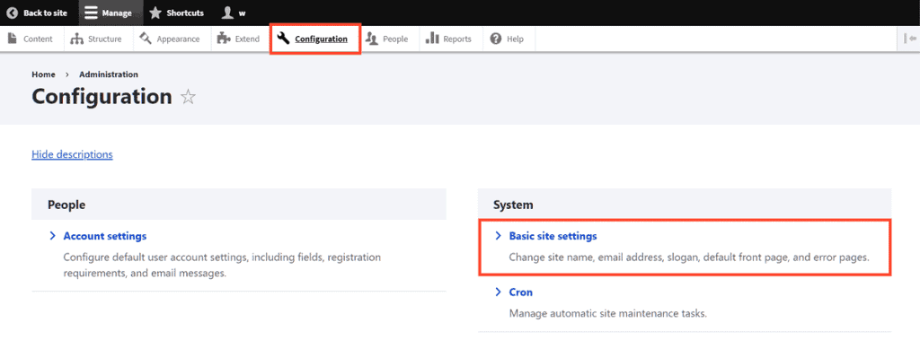 Drupal Base Site Settings