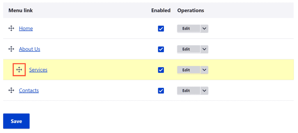 Drupal Tutorial Reorder Menu Items