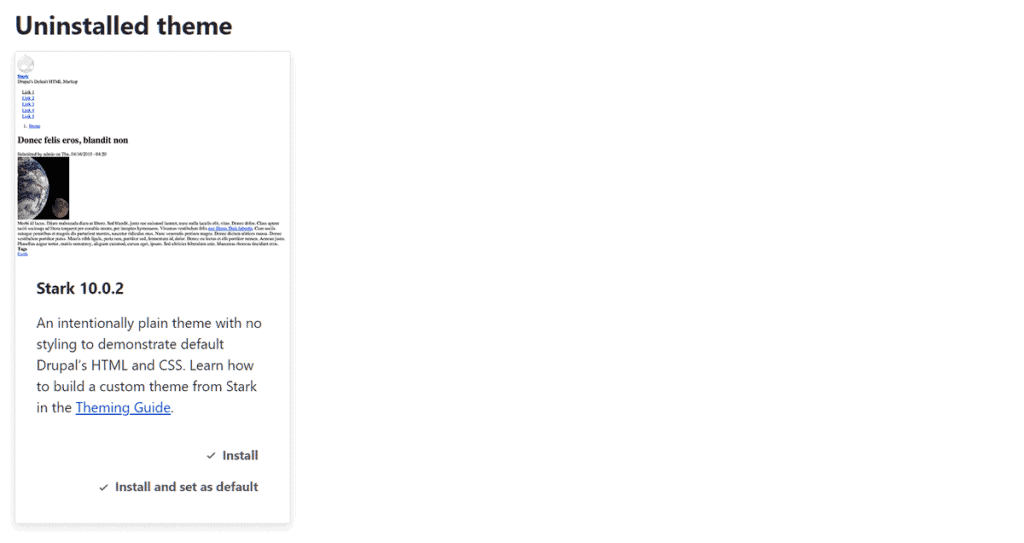Drupal Uninstalled Themes