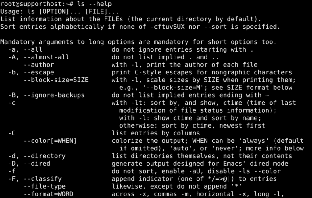 Linux Commands Ls Help