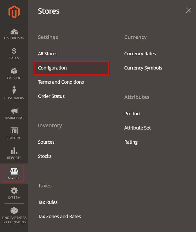 Magento Stores Configuration Settings