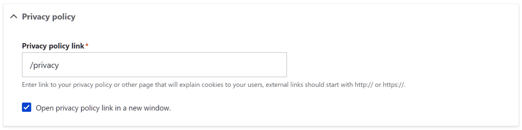 Drupal Cookie Consent Privacy Policy Link