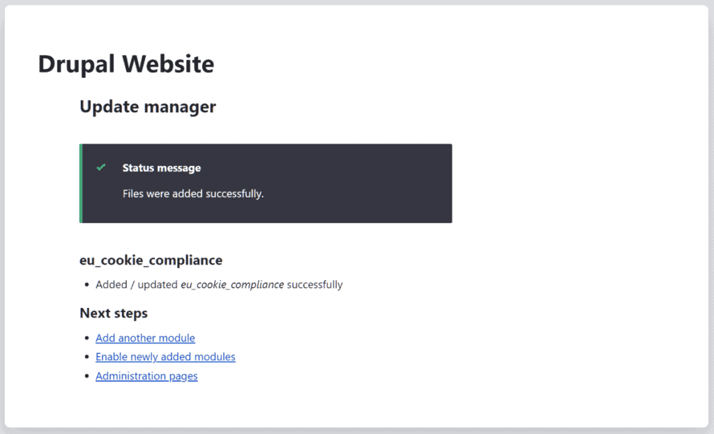 Drupal Cookie Constent Installed Successfully