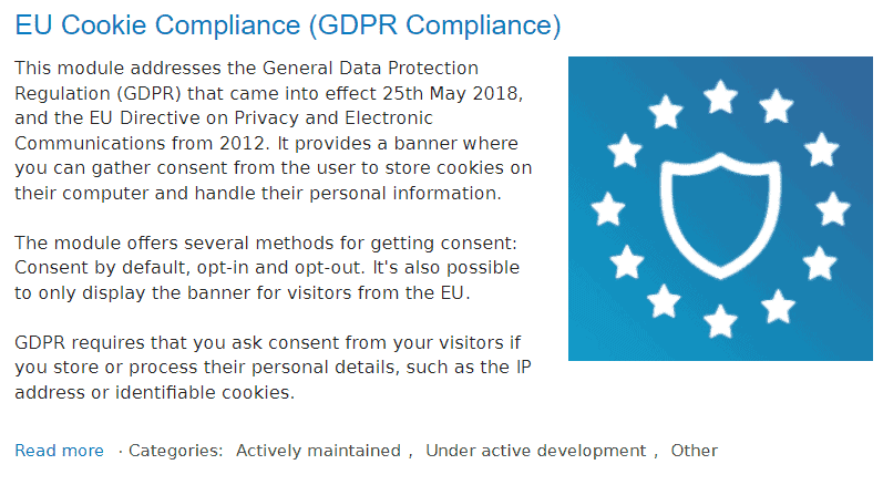 Drupal Module Eu Cookie Compliance