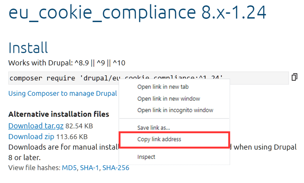 Eu Cookie Compliance Copy Module Link