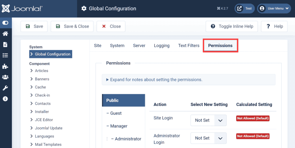 Improve Joomla Security Managing Permissions