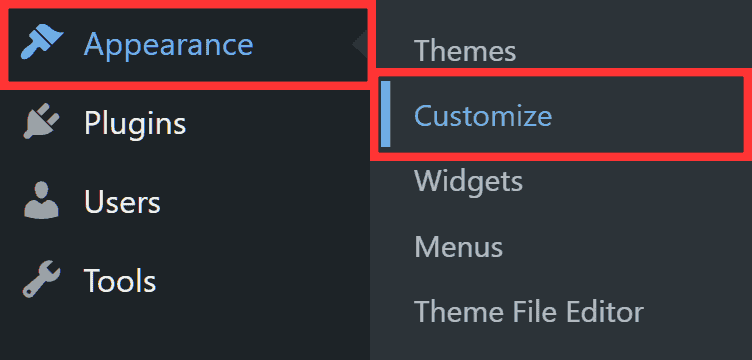 Wordpress Customize Appearance