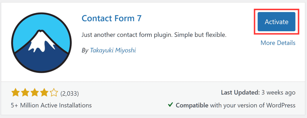 Wordpress Enable Contact Form 7 Plugin