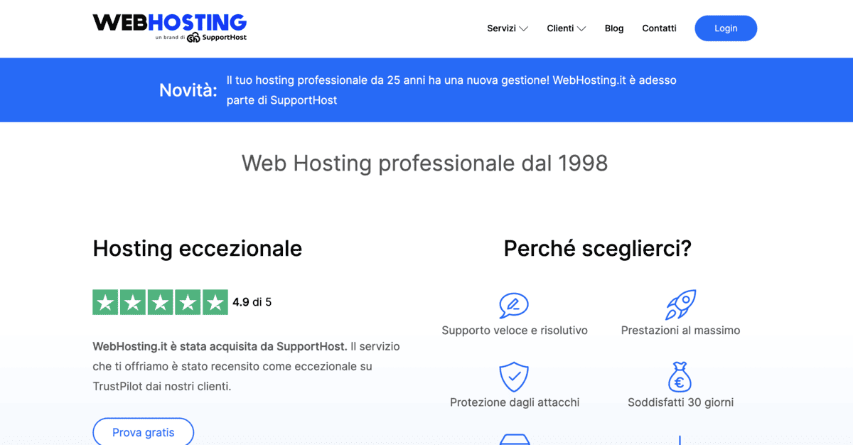 Acquisizione Webhosting It
