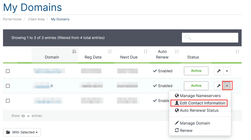 Edit Contact Information Domains Supporthost