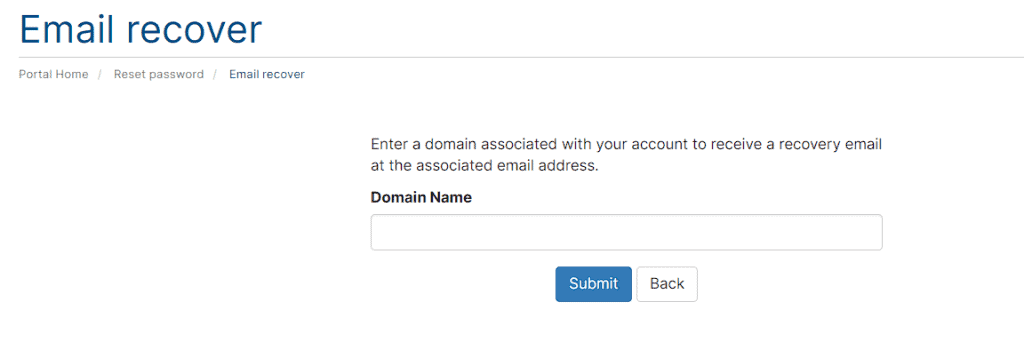 Enter Domain For Email Recover