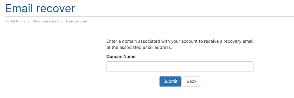 Enter Domain For Email Recover