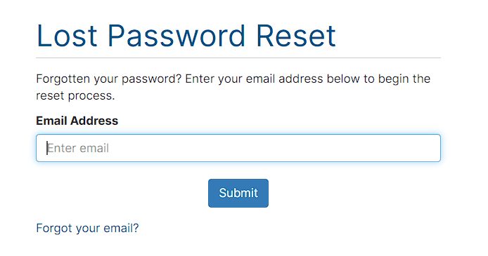 Lost Password Reset Supporthost