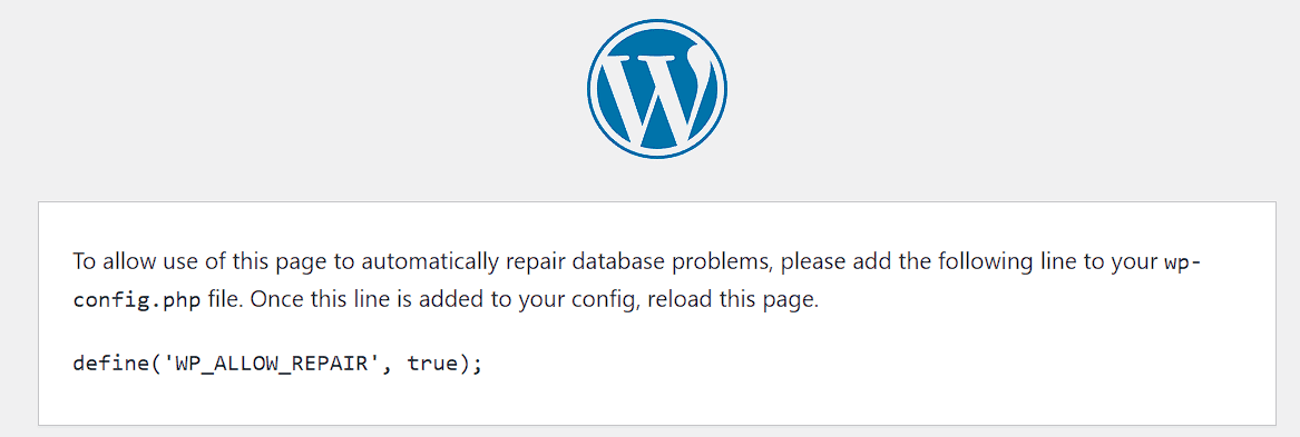 Automatic Database Repair WordPress