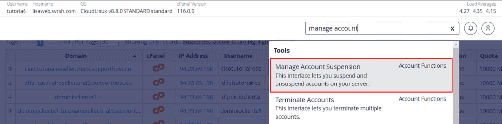 Manage Account Suspension Whm