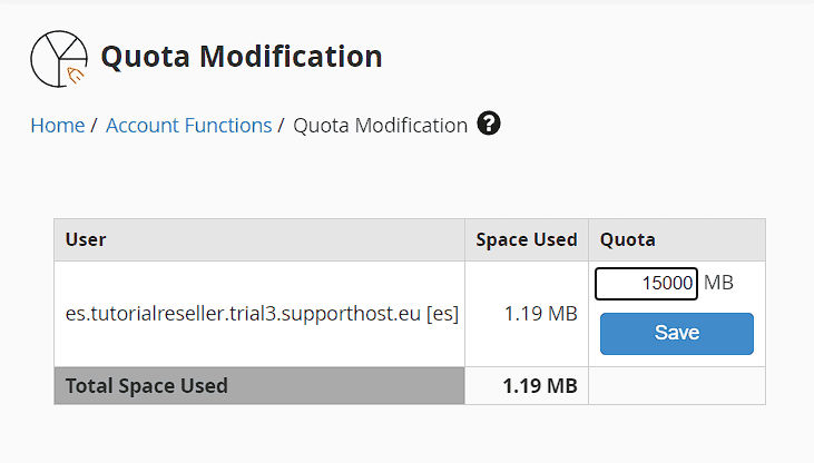 Quota Modification Whm Cpanel