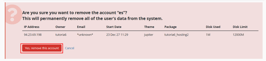 Remove Account Cpanel Permanently