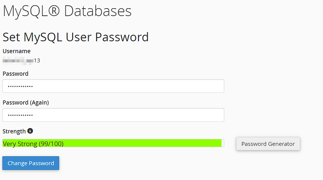 Set Mysql User Password