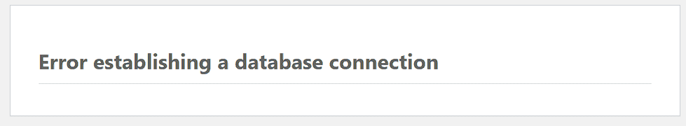 Warning Error Establishing A Database Connection