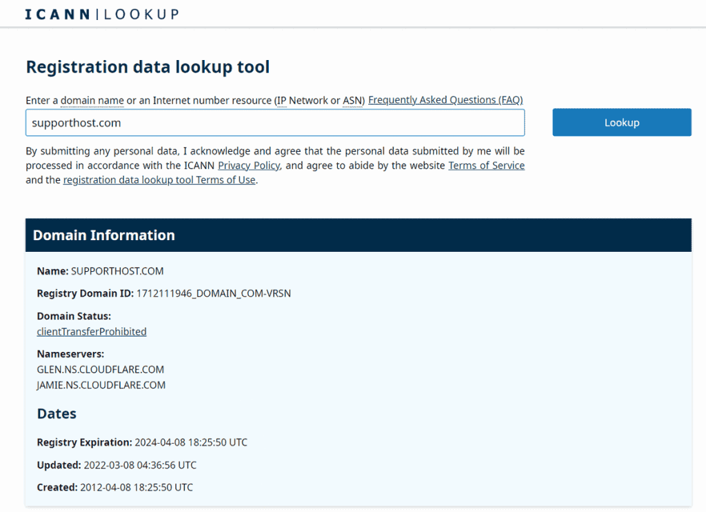 Registration Data Lookup Tool Icann