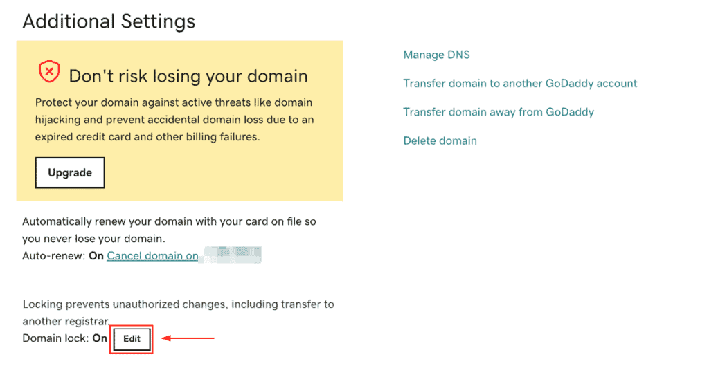 Disable Domain Lock Godaddy Step 1