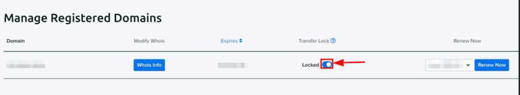 Disable Transfer Lock Domain Dreamhost